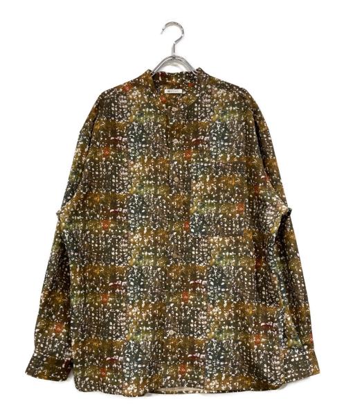 HERALBONY（ヘラルボニー）HERALBONY (ヘラルボニー) バンドカラーシャツ「秋」 グリーン×ホワイト サイズ:SIZE Lの古着・服飾アイテム