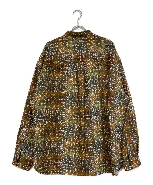 HERALBONY（ヘラルボニー）HERALBONY (ヘラルボニー) バンドカラーシャツ「秋」 グリーン×ホワイト サイズ:SIZE Lの古着・服飾アイテム
