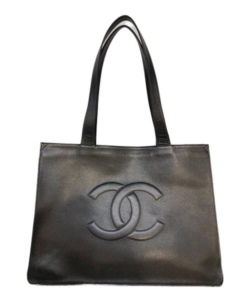 CHANEL（シャネル）CHANEL (シャネル) ココマークキャビアスキントートバッグ ブラックの古着・服飾アイテム