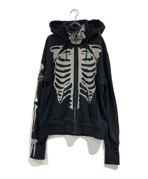 VANSON（バンソン）VANSON (バンソン) スカルジップパーカー ブラック サイズ:SIZE XLの古着・服飾アイテム