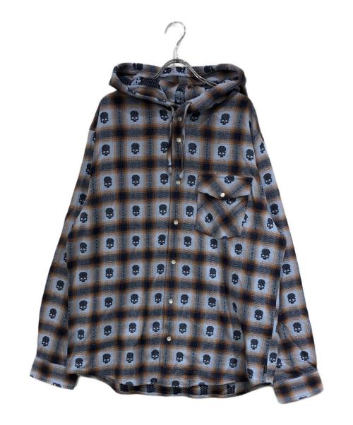 SUPREME（シュプリーム）Supreme (シュプリーム) NUMBER (N)INE (ナンバーナイン) Hooded Flannel Shirt ブルー サイズ:SIZE Lの古着・服飾アイテム