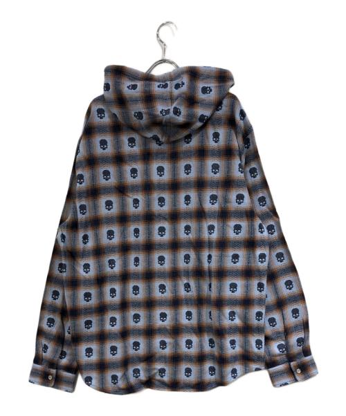 SUPREME（シュプリーム）Supreme (シュプリーム) NUMBER (N)INE (ナンバーナイン) Hooded Flannel Shirt ブルー サイズ:SIZE Lの古着・服飾アイテム