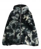 HUFハフ）の古着「フーデッドボアジャケット」｜グレー×ブルー