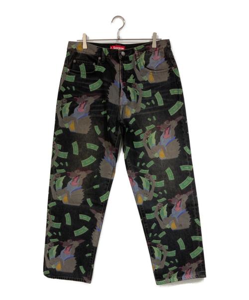 SUPREME（シュプリーム）Supreme (シュプリーム) All Dogs Go To Heaven Loose Fit Jean ブラック×グリーン サイズ:SIZE 32の古着・服飾アイテム
