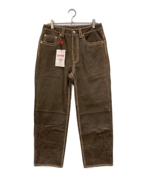SUPREME（シュプリーム）Supreme (シュプリーム) TRUE RELIGION (トゥルー レリジョン) Loose Fit Leather Pant ブラウン サイズ:SIZE 30の古着・服飾アイテム