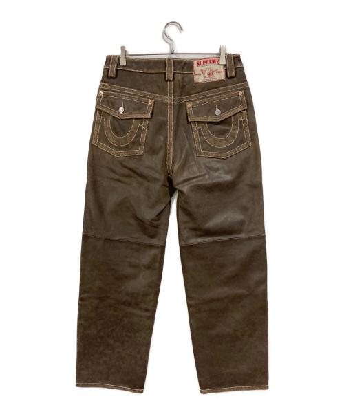 SUPREME（シュプリーム）Supreme (シュプリーム) TRUE RELIGION (トゥルー レリジョン) Loose Fit Leather Pant ブラウン サイズ:SIZE 30の古着・服飾アイテム
