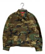 SUPREMEシュプリーム）の古着「Jacquard Logos Denim Trucker Jacket」｜グリーン×ブラウン