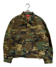 SUPREME（シュプリーム）の古着「Jacquard Logos Denim Trucker Jacket」｜グリーン×ブラウン
