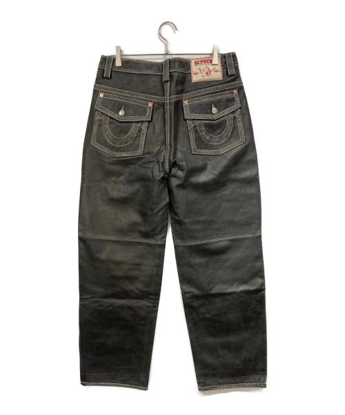 SUPREME（シュプリーム）Supreme (シュプリーム) TRUE RELIGION (トゥルー レリジョン) Loose Fit Leather Pant ブラック サイズ:SIZE 32の古着・服飾アイテム