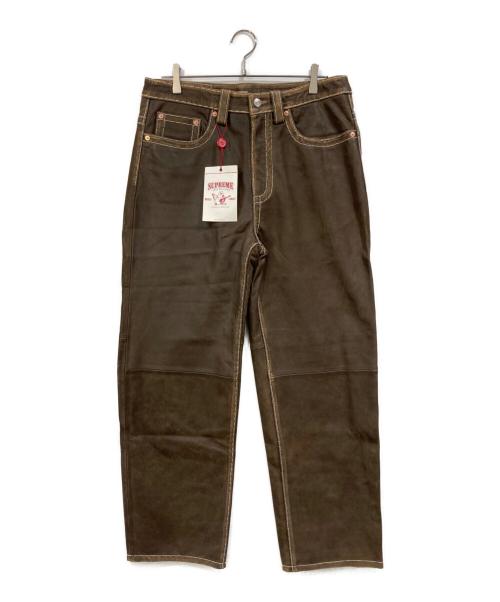 SUPREME（シュプリーム）Supreme (シュプリーム) TRUE RELIGION (トゥルー レリジョン) Loose Fit Leather Pant ブラウン サイズ:SIZE 32の古着・服飾アイテム