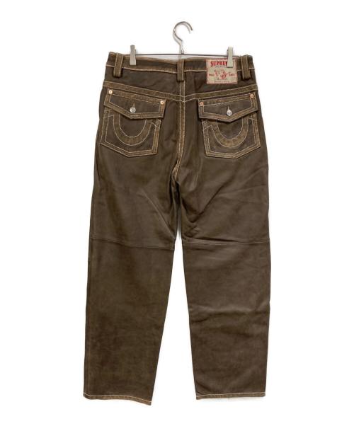 SUPREME（シュプリーム）Supreme (シュプリーム) TRUE RELIGION (トゥルー レリジョン) Loose Fit Leather Pant ブラウン サイズ:SIZE 32の古着・服飾アイテム