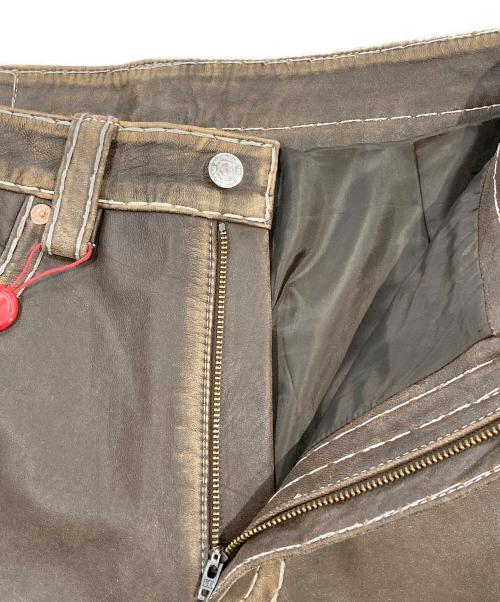 SUPREME（シュプリーム）Supreme (シュプリーム) TRUE RELIGION (トゥルー レリジョン) Loose Fit Leather Pant ブラウン サイズ:SIZE 32の古着・服飾アイテム