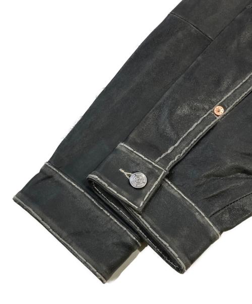 SUPREME（シュプリーム）Supreme (シュプリーム) TRUE RELIGION (トゥルー レリジョン) Leather Trucker Jacket ブラック サイズ:SIZE Mの古着・服飾アイテム