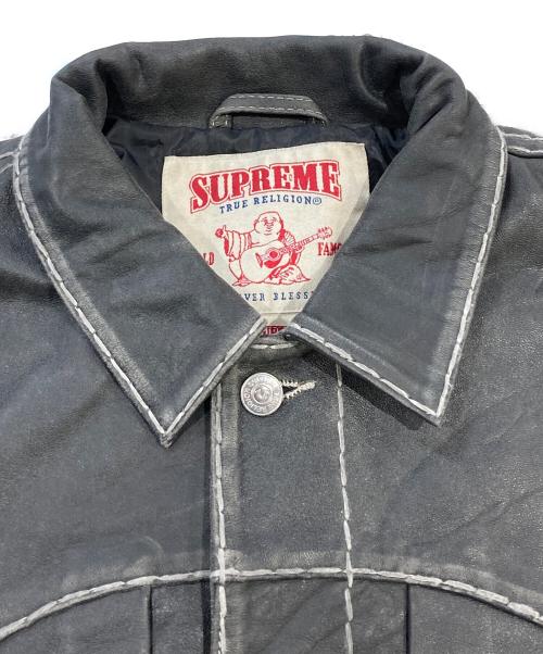 SUPREME（シュプリーム）Supreme (シュプリーム) TRUE RELIGION (トゥルー レリジョン) Leather Trucker Jacket ブラック サイズ:SIZE Lの古着・服飾アイテム