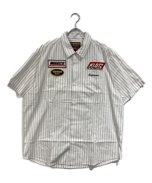 SUPREME（シュプリーム）Supreme (シュプリーム) VANSON (バンソン) Leathers S/S Work Shirt グレー×ホワイト サイズ:SIZE Lの古着・服飾アイテム