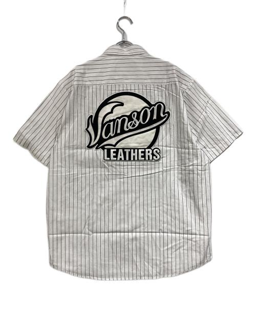 SUPREME（シュプリーム）Supreme (シュプリーム) VANSON (バンソン) Leathers S/S Work Shirt グレー×ホワイト サイズ:SIZE Lの古着・服飾アイテム
