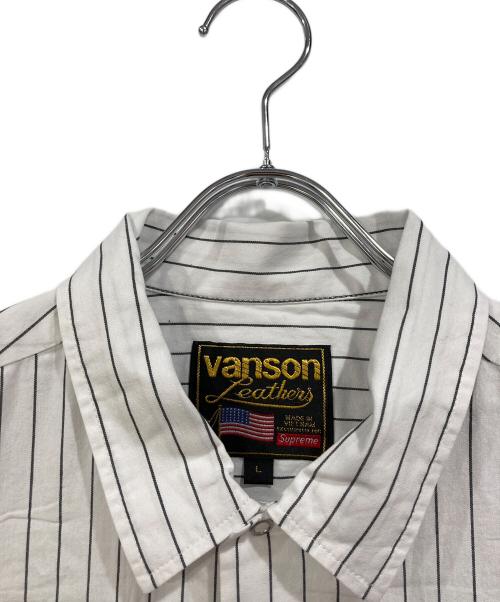 SUPREME（シュプリーム）Supreme (シュプリーム) VANSON (バンソン) Leathers S/S Work Shirt グレー×ホワイト サイズ:SIZE Lの古着・服飾アイテム