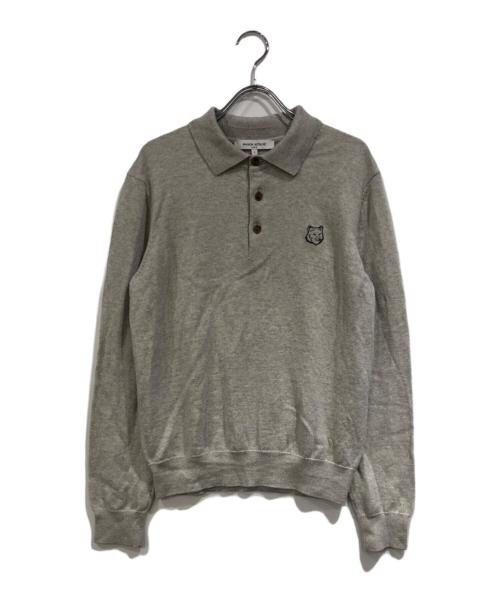 maison kitsune（メゾンキツネ）MAISON KITSUNE (メゾンキツネ) キツネワッペンニットポロシャツ アイボリー サイズ:SIZE Sの古着・服飾アイテム
