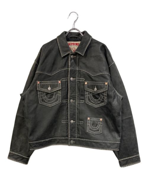 SUPREME（シュプリーム）Supreme (シュプリーム) TRUE RELIGION (トゥルー レリジョン) Leather Trucker Jacket ブラック サイズ:SIZE Mの古着・服飾アイテム