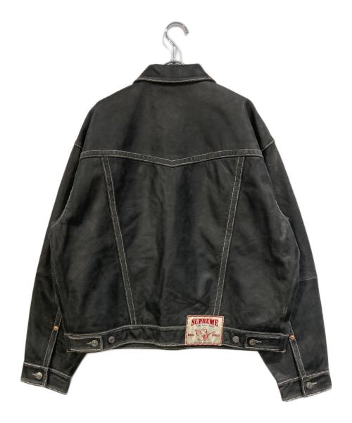 SUPREME（シュプリーム）Supreme (シュプリーム) TRUE RELIGION (トゥルー レリジョン) Leather Trucker Jacket ブラック サイズ:SIZE Mの古着・服飾アイテム