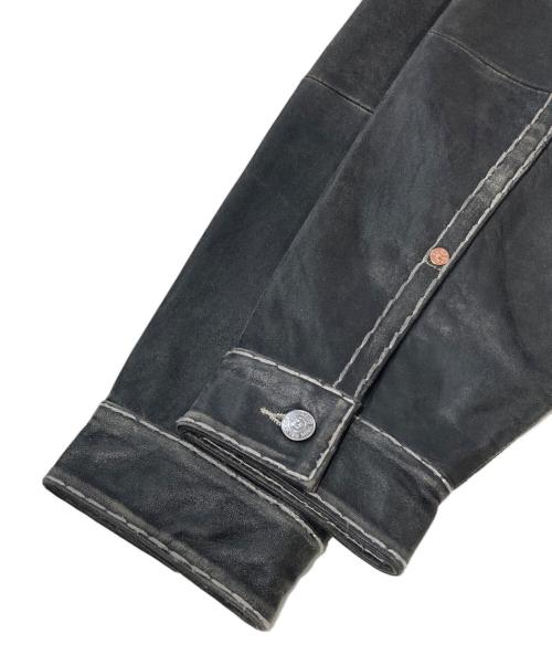 SUPREME（シュプリーム）Supreme (シュプリーム) TRUE RELIGION (トゥルー レリジョン) Leather Trucker Jacket ブラック サイズ:SIZE Mの古着・服飾アイテム