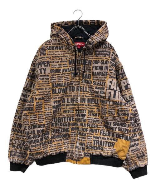 SUPREME（シュプリーム）Supreme (シュプリーム) Dash Snow Hooded Work Jacket イエロー×ブラック サイズ:SIZE Lの古着・服飾アイテム