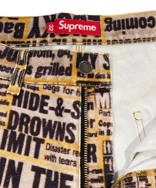 SUPREME（シュプリーム）Supreme (シュプリーム) Dash Snow Double Knee Painter Pant イエロー×ブラック サイズ:SIZE 81cm (W32)の古着・服飾アイテム