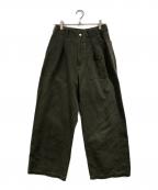 YOKEヨーク）の古着「COTTON 1TUCK WIDE-LEG BAKER PANTS」｜グリーン