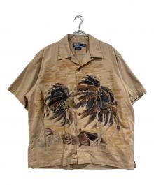 POLO RALPH LAUREN（ポロ・ラルフローレン）の古着「総柄半袖シャツ」｜ベージュ×ネイビー