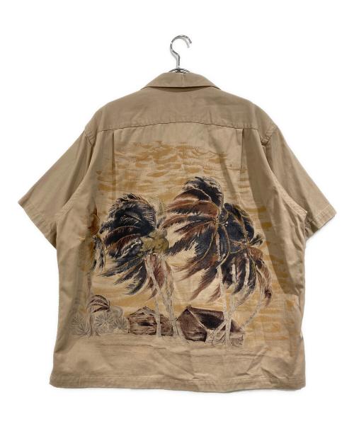 POLO RALPH LAUREN（ポロ・ラルフローレン）POLO RALPH LAUREN (ポロ・ラルフローレン) 総柄半袖シャツ ベージュ×ネイビー サイズ:Lの古着・服飾アイテム