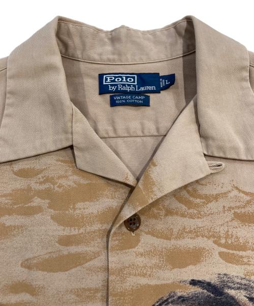 POLO RALPH LAUREN（ポロ・ラルフローレン）POLO RALPH LAUREN (ポロ・ラルフローレン) 総柄半袖シャツ ベージュ×ネイビー サイズ:Lの古着・服飾アイテム