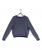 POLO RALPH LAURENポロ・ラルフローレン）の古着「ストライプドリネンコットンセーター」｜ブルー×ホワイト