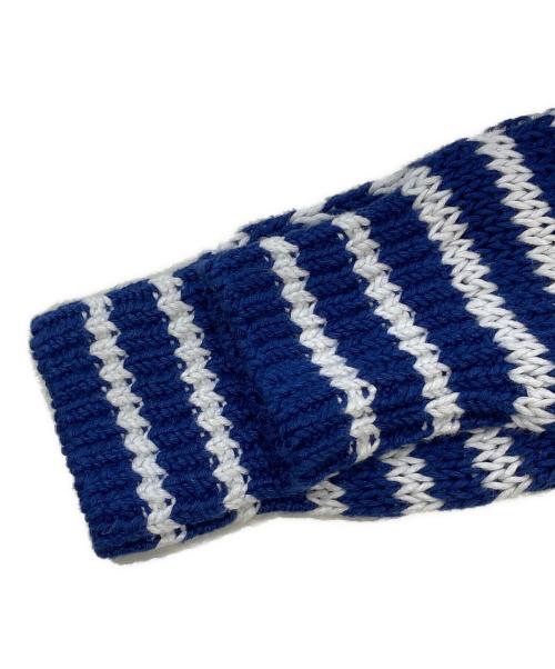 POLO RALPH LAUREN（ポロ・ラルフローレン）POLO RALPH LAUREN (ポロ・ラルフローレン) ストライプドリネンコットンセーター ブルー×ホワイト サイズ:SIZEXSの古着・服飾アイテム