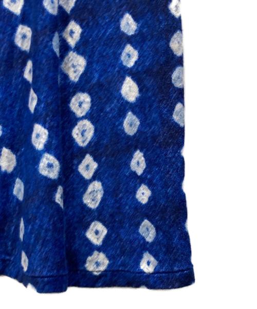 POLO RALPH LAUREN（ポロ・ラルフローレン）POLO RALPH LAUREN (ポロ・ラルフローレン) ブロックプリントリネンミディドレス ブルー×ホワイト サイズ:SIZE Mの古着・服飾アイテム