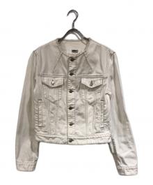 MM6 Maison Margiela（エムエムシックスメゾンマルジェラ）の古着「ノーカラーデニムジャケット」｜ホワイト