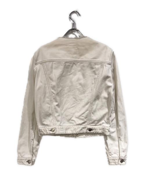 MM6 Maison Margiela（エムエムシックスメゾンマルジェラ）MM6 Maison Margiela (エムエムシックスメゾンマルジェラ) ノーカラーデニムジャケット ホワイト サイズ:SIZE 38の古着・服飾アイテム