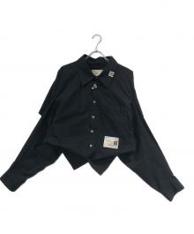 Maison MIHARA YASUHIRO×STUDIOUS（メゾン ミハラ ヤスヒロ×ステュディオス）の古着「バックオープンクロップド長袖シャツ」｜ブラック