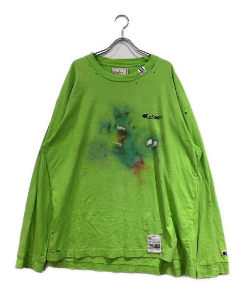 Maison MIHARA YASUHIRO（メゾン ミハラ ヤスヒロ）Maison MIHARA YASUHIRO (メゾン ミハラ ヤスヒロ) DISTRESSED LONG SLEEVE TEE グリーン サイズ:SIZE 48の古着・服飾アイテム