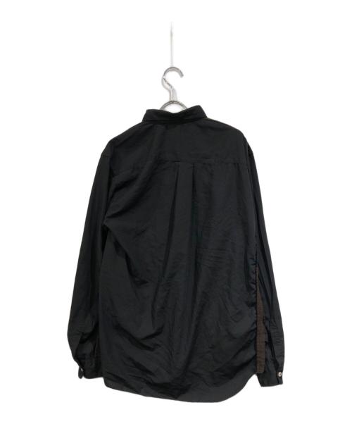BLACK COMME des GARCONS（ブラックコムデギャルソン）BLACK COMME des GARCONS (ブラックコムデギャルソン) ウール切替変形長袖シャツ ブラック サイズ:SIZE Lの古着・服飾アイテム
