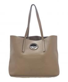 FENDI（フェンディ）の古着「エフ イズ フェンディロゴレザーショッパートートバッグ」｜ベージュ