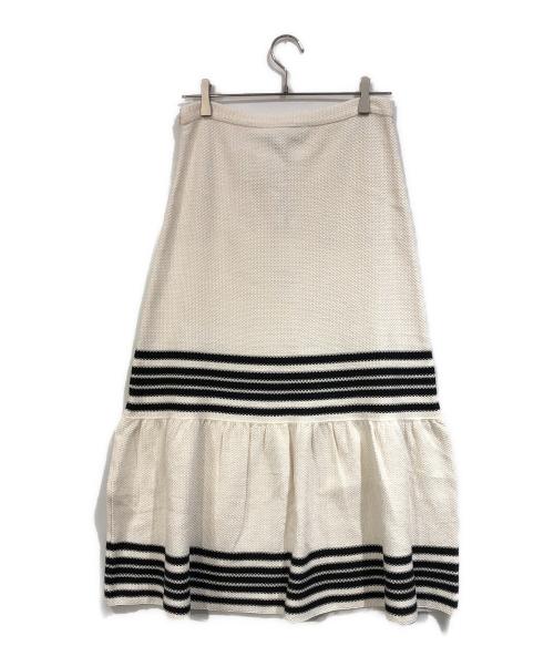 Christian Dior（クリスチャン ディオール）Christian Dior (クリスチャン ディオール) コットンシルクスカート ホワイト×ブラック サイズ:SIZE 34の古着・服飾アイテム