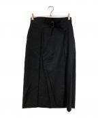 MARGARET HOWELLマーガレットハウエル）の古着「FINE WOOL POPLIN スカート」｜ブラック