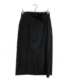 MARGARET HOWELL（マーガレットハウエル）の古着「FINE WOOL POPLIN スカート」｜ブラック