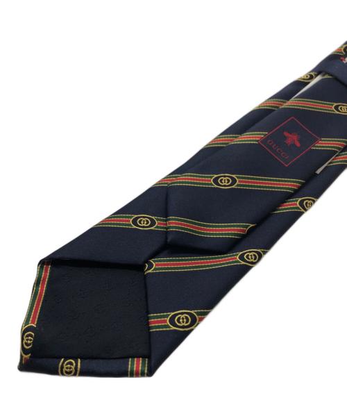 GUCCI（グッチ）GUCCI (グッチ) インターロッキングGネクタイ ネイビー×レッド サイズ:148x7cmの古着・服飾アイテム