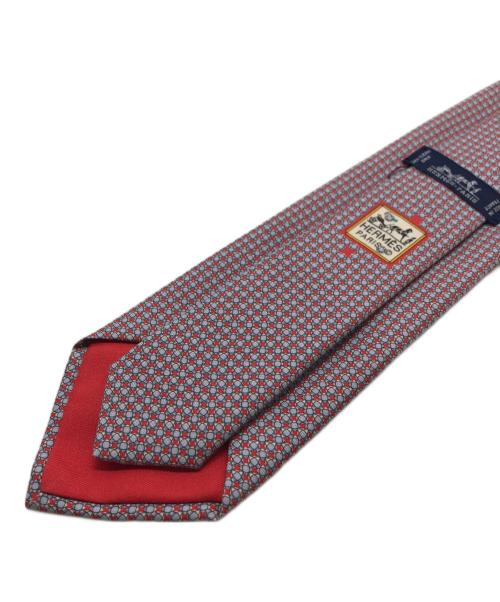 HERMES（エルメス）HERMES (エルメス) 総柄ネクタイ グレー×オレンジ サイズ:無の古着・服飾アイテム