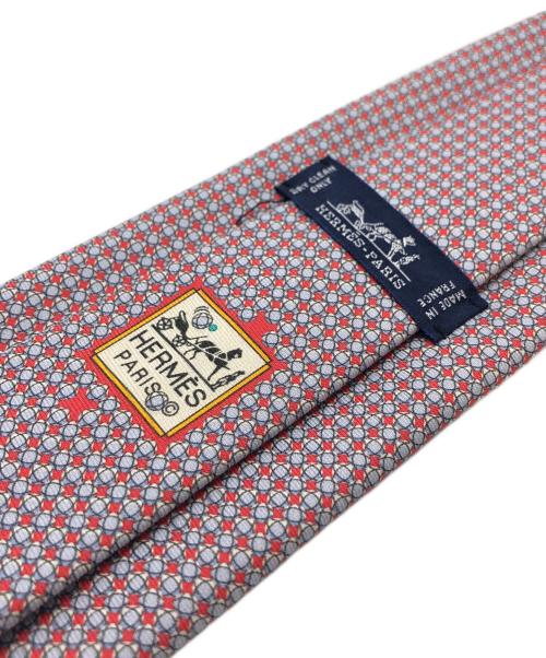 HERMES（エルメス）HERMES (エルメス) 総柄ネクタイ グレー×オレンジ サイズ:無の古着・服飾アイテム