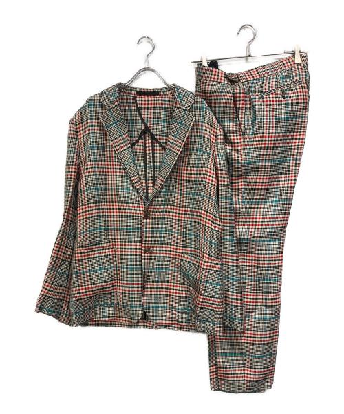 CABAN（キャバン）CABaN (キャバン) チェック3Bセットアップ レッド×グレー サイズ:SIZE Lの古着・服飾アイテム