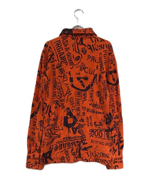 Vivienne Westwood man（ヴィヴィアン ウェストウッド マン）Vivienne Westwood man (ヴィヴィアン ウェストウッド マン) オーブ刺繍総柄ポロシャツ オレンジ サイズ:SIZE 44の古着・服飾アイテム