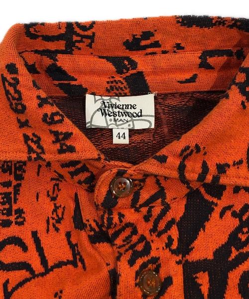 Vivienne Westwood man（ヴィヴィアン ウェストウッド マン）Vivienne Westwood man (ヴィヴィアン ウェストウッド マン) オーブ刺繍総柄ポロシャツ オレンジ サイズ:SIZE 44の古着・服飾アイテム