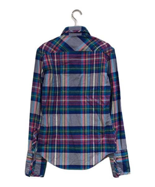 Vivienne Westwood man（ヴィヴィアン ウェストウッド マン）Vivienne Westwood man (ヴィヴィアン ウェストウッド マン) オーブ刺繍チェックシャツ ブルー×ピンク サイズ:SIZE 44の古着・服飾アイテム